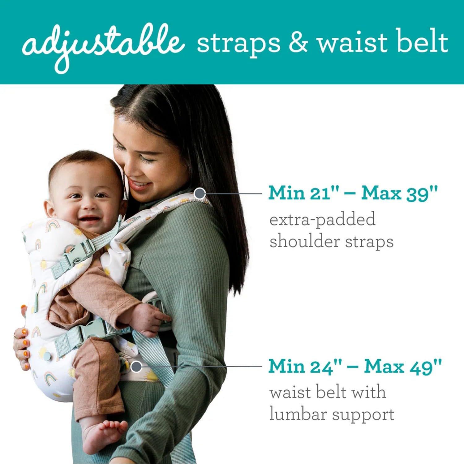 Infantino Flip Advanced 4-in-1 Carrier - Ergonomic, Convertible, Face-in And Face-Out Front And Back Carry For Newborns And Older Babies 8-32 Lbs, Rainbow,