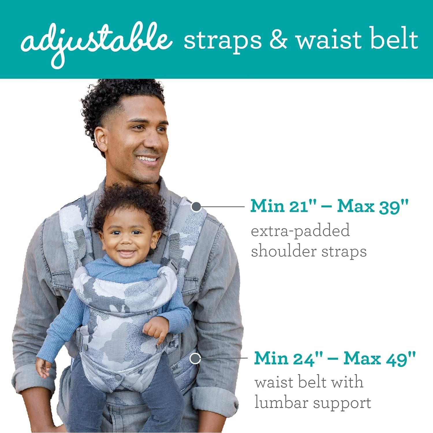 Infantino Flip Advanced 4-in-1 Carrier - Ergonomic, Convertible, Face-in And Face-Out Front And Back Carry For Newborns And Older Babies 8-32 Lbs, Camo,