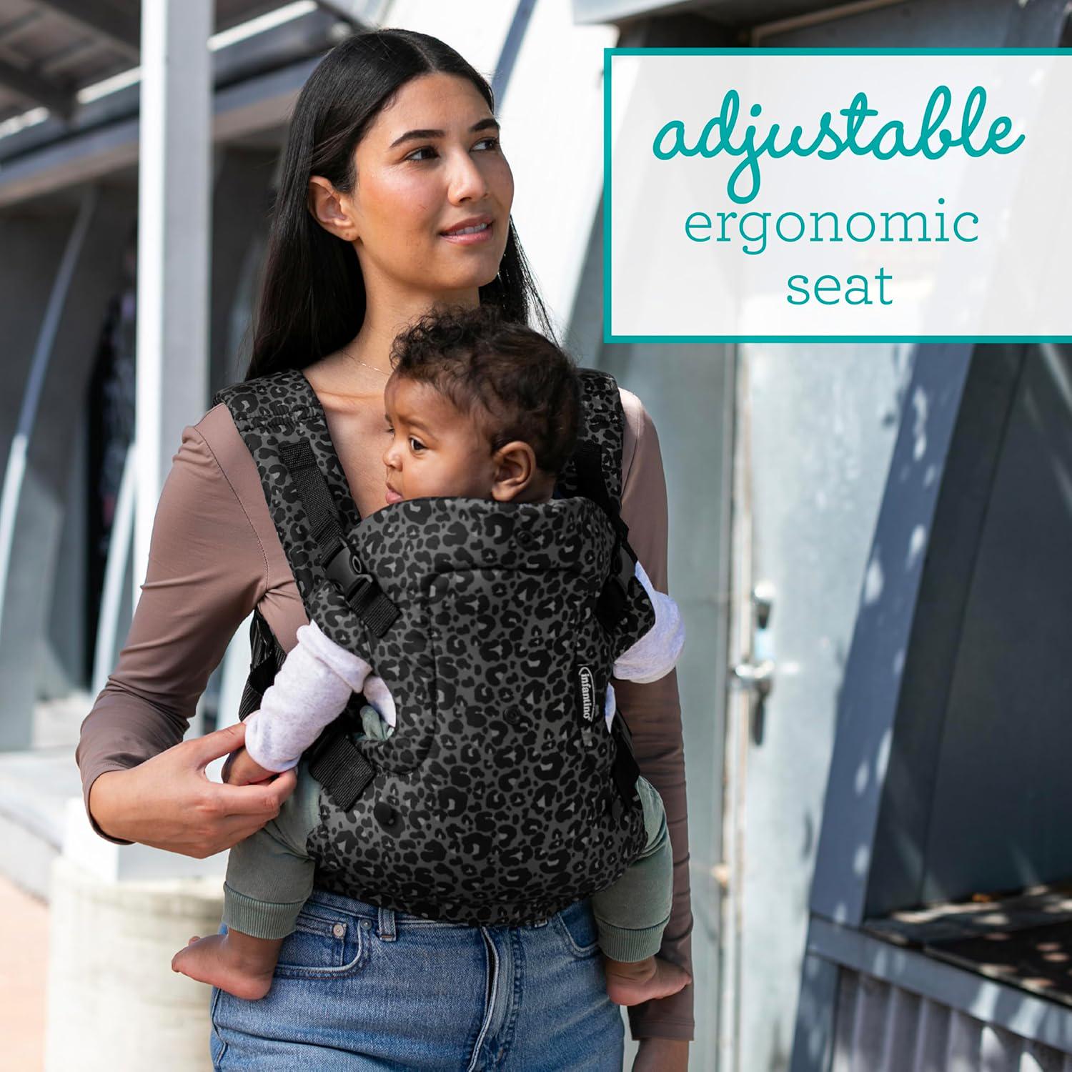 Infantino Flip Advanced 4-in-1 Carrier - Ergonomic, Convertible, Face-in And Face-Out Front And Back Carry For Newborns And Older Babies 8-32 Lbs, Black And Gray Leopard,