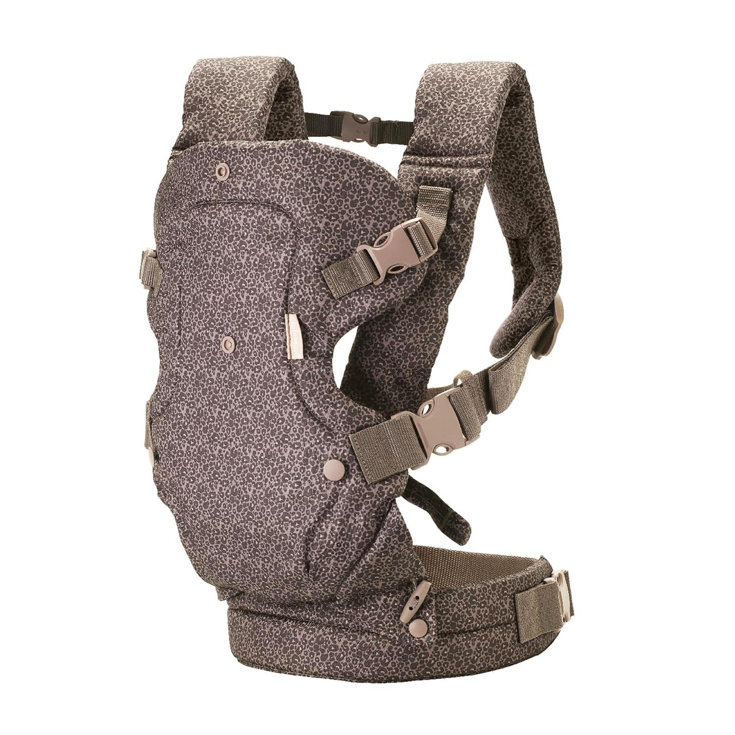 Infantino Flip Advanced 4-in-1 Carrier - Ergonomic, Convertible, Face-in And Face-Out Front And Back Carry For Newborns And Older Babies 8-32 Lbs, Leopard,