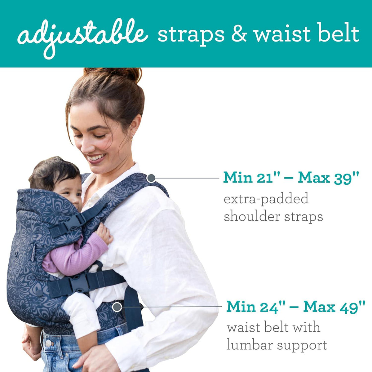 Infantino Flip Advanced 4-in-1 Carrier - Ergonomic, Convertible, Face-in And Face-Out Front And Back Carry For Newborns And Older Babies 8-32 Lbs, Floral Navy,