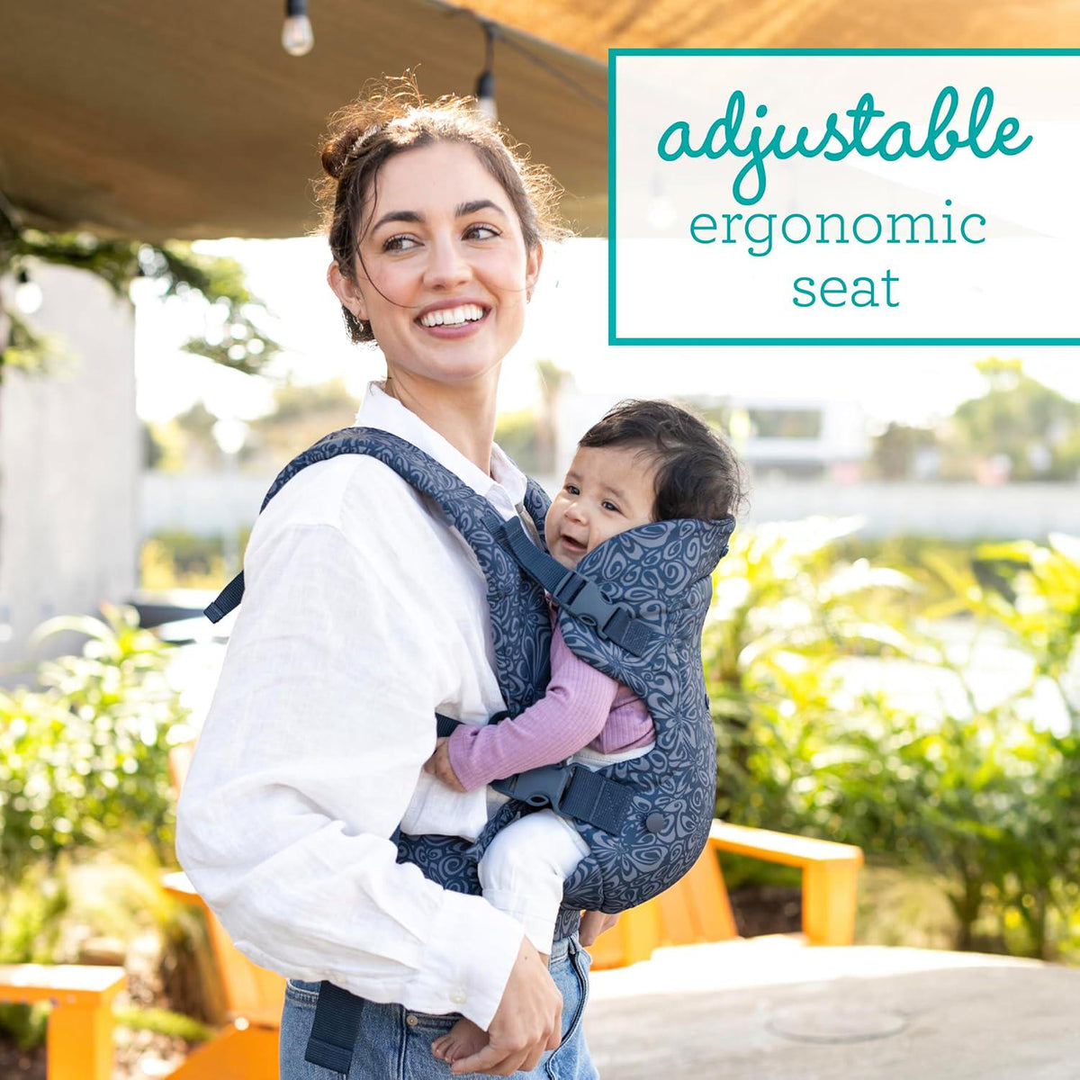 Infantino Flip Advanced 4-in-1 Carrier - Ergonomic, Convertible, Face-in And Face-Out Front And Back Carry For Newborns And Older Babies 8-32 Lbs, Floral Navy,