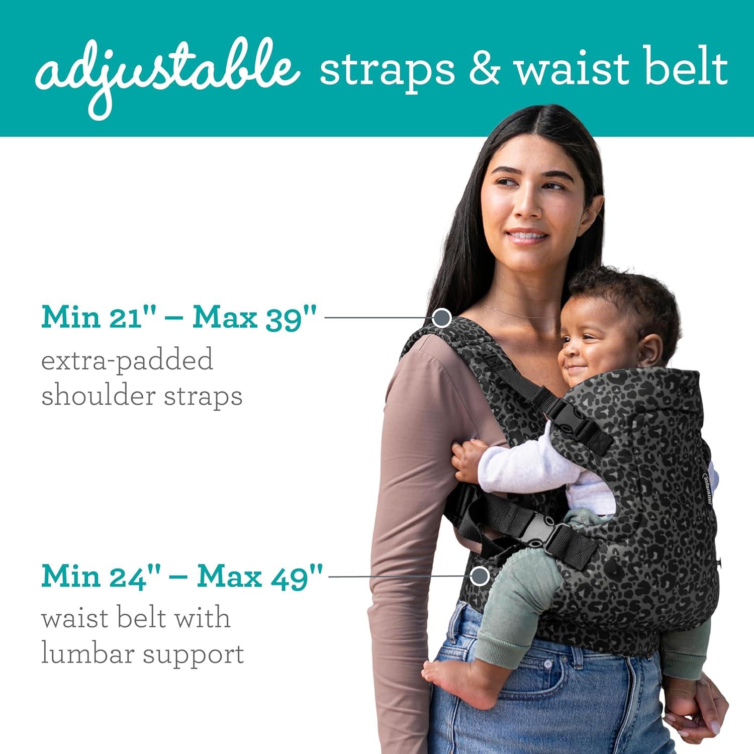 Infantino Flip Advanced 4-in-1 Carrier - Ergonomic, Convertible, Face-in And Face-Out Front And Back Carry For Newborns And Older Babies 8-32 Lbs, Black And Gray Leopard,