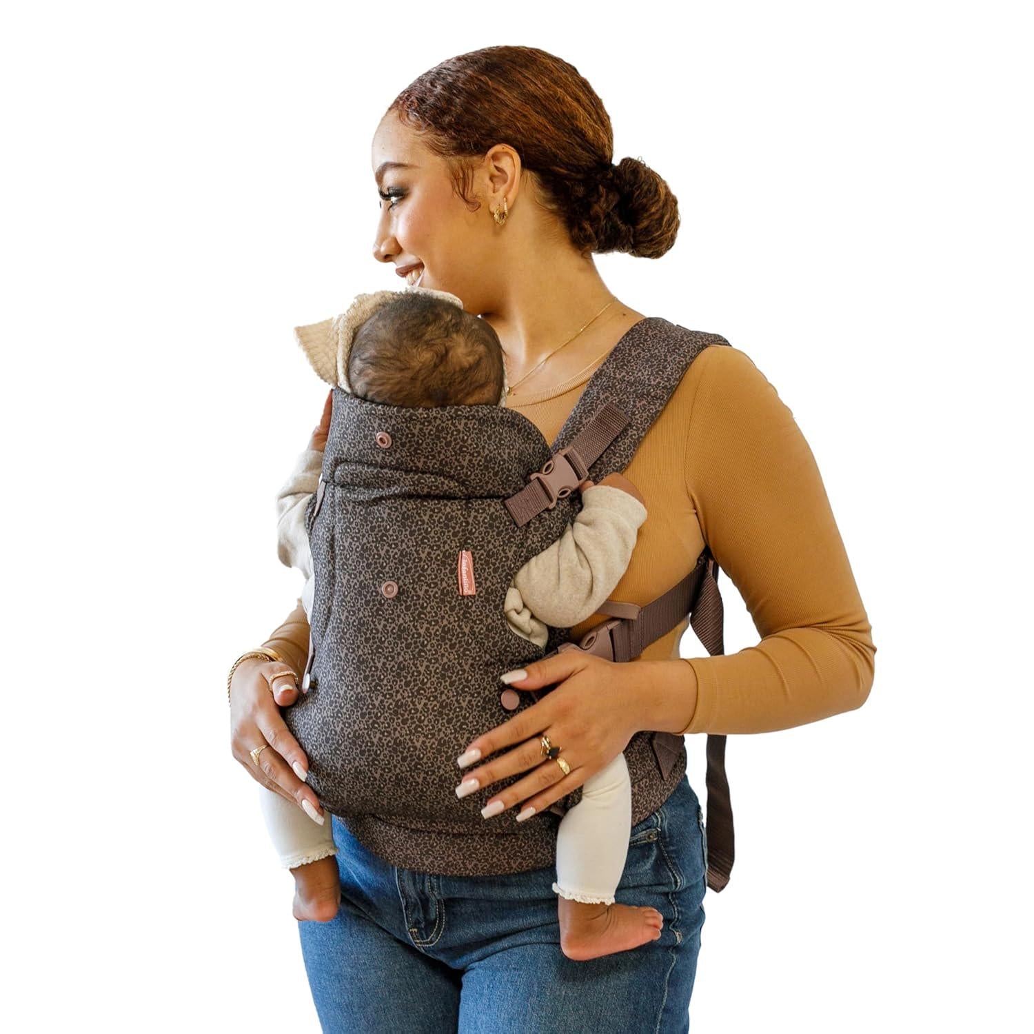 Infantino Flip Advanced 4-in-1 Carrier - Ergonomic, Convertible, Face-in And Face-Out Front And Back Carry For Newborns And Older Babies 8-32 Lbs, Leopard,