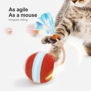 Interactive Cat Ball Toy 3rd Gen Orange Motion Activated Automatic Toy with Mesh Tail for Indoor Cats