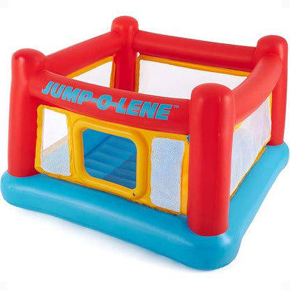 Intex Jump-O-Lene Inflatable Bounce House, Ages 3–6, Indoor/Outdoor Kids Trampoline with Net & Door