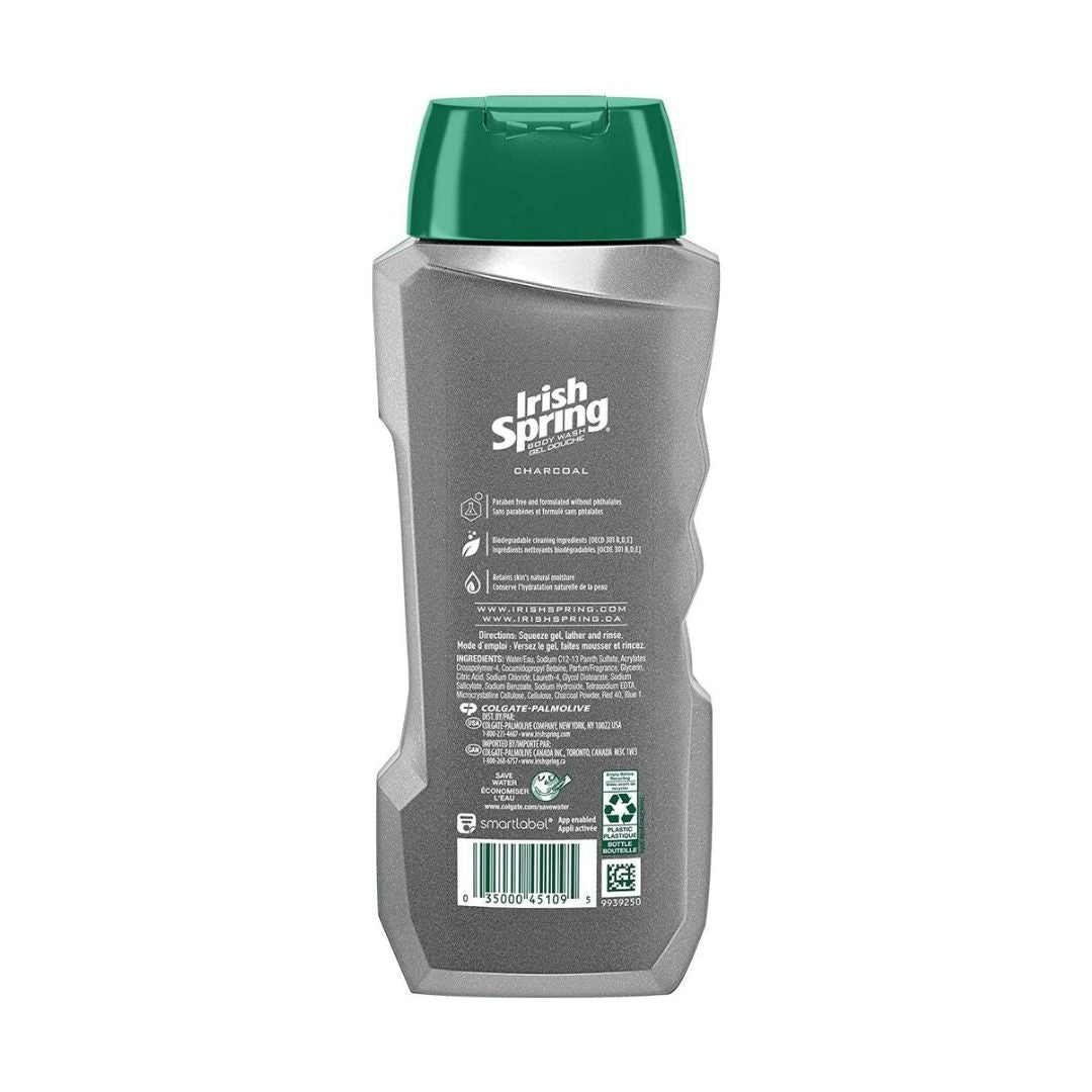 Irish Spring Charcoal Moisturizing Face + Body Wash 532ml,035000451095,