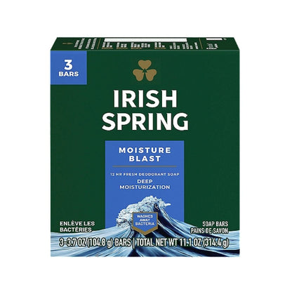 Irish Spring Moisture Blast Deodorant Bar Soap (Pack Of 3) 104.8g Each