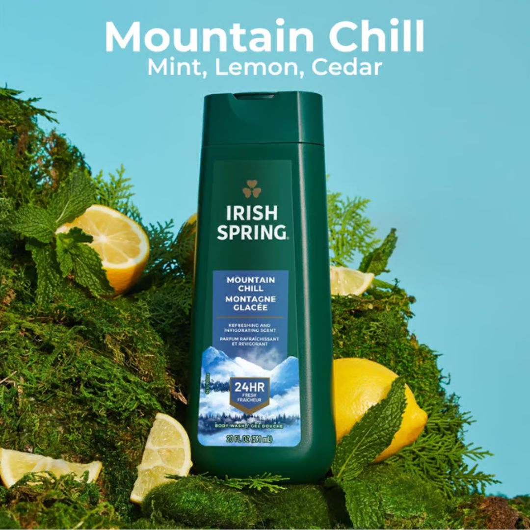 Irish Spring Mountain Chill Arctic Pine + Mint Moisturizing Face + Body Wash 591ml,035000994745,