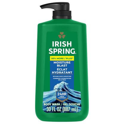 Irish Spring Irish Spring Mens Body Wash, Moisture Blast Body Wash For Men, Feel Fresh All Day, 30 Oz Pump Bottle