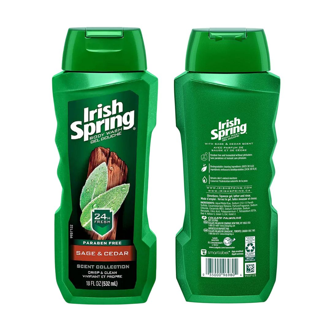 Irish Spring Sage & Cedar Gel Body Wash 532ml,035000969804,