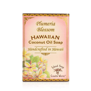 Island Soap and Candle Works Handmade Coconut Soap, Plumeria Scent, 2 oz Bar