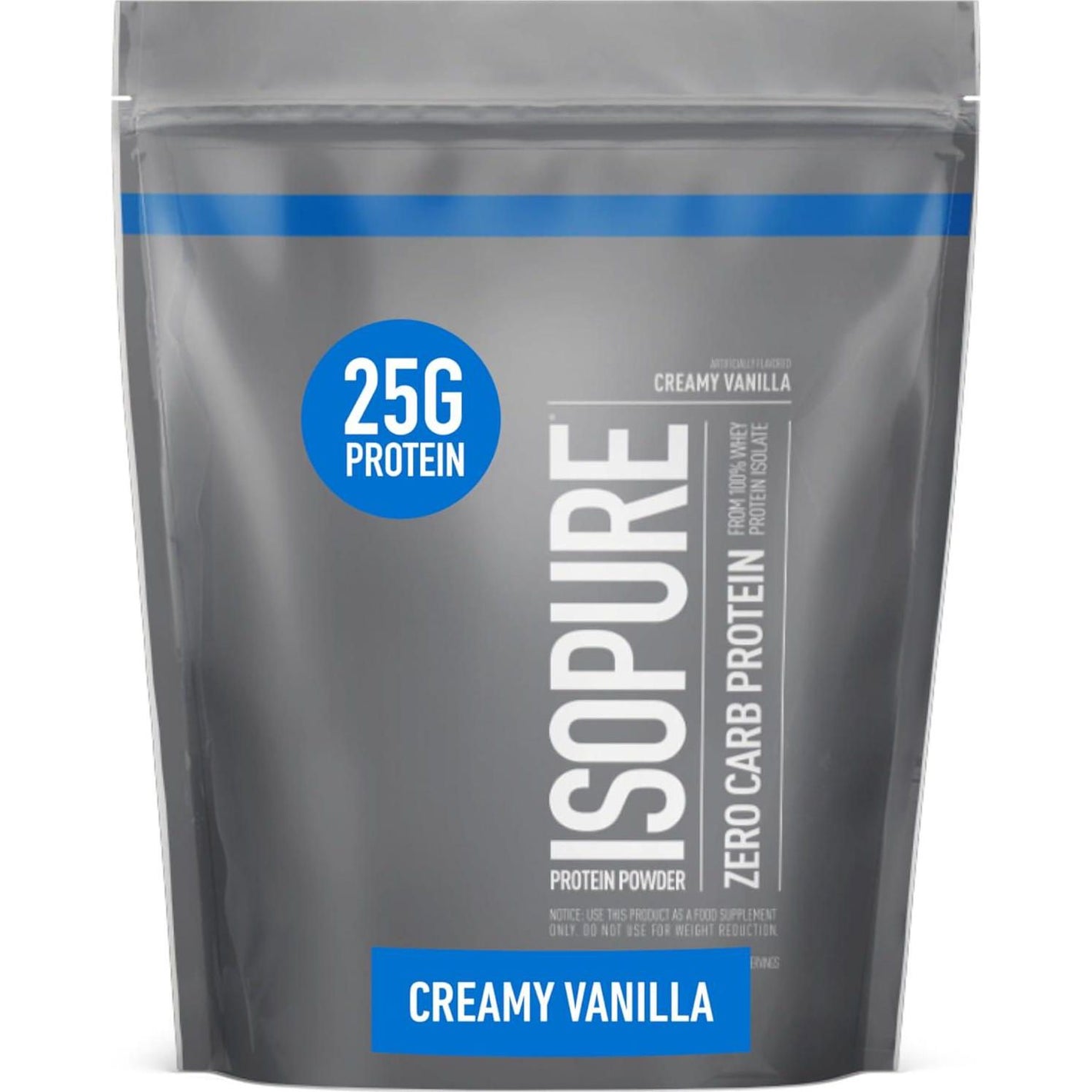 Isopure Zero Carb Whey Isolate Protein Powder, Creamy Vanilla, 25g Protein per Serving, Lactose-Free, 1 lb