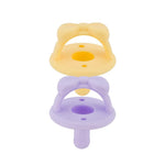Itzy Ritzy Silicone Pacifiers For Newborn - Sweetie Soother Pacifiers Feature Collapsible Handle And Two Air Holes For Added Safety; For Ages Newborn And Up, Set Of 2 In Daffodil And Purple Diamond,