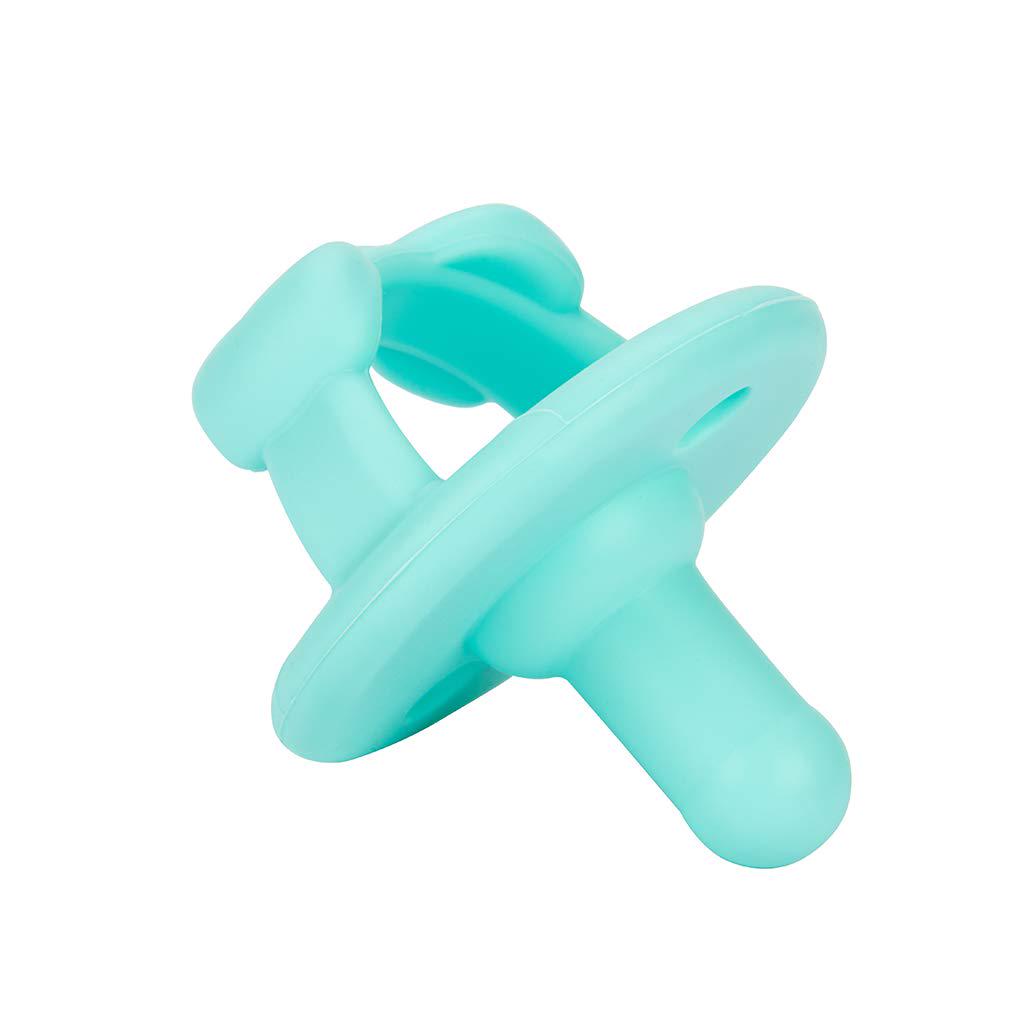 Itzy Ritzy Silicone Pacifiers For Newborn - Sweetie Soother Pacifiers Feature Collapsible Handle And Two Air Holes For Added Safety; For Ages Newborn And Up, Set Of 2 In Aquamarine And Peach,