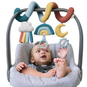 Itzy Ritzy Spiral Stroller and Car Seat Toy Rainbow with Clinking Rings Mirror Textures for Newborns