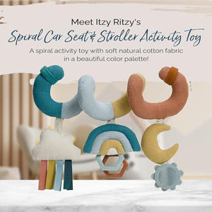 Itzy Ritzy Spiral Stroller and Car Seat Toy Rainbow with Clinking Rings Mirror Textures for Newborns