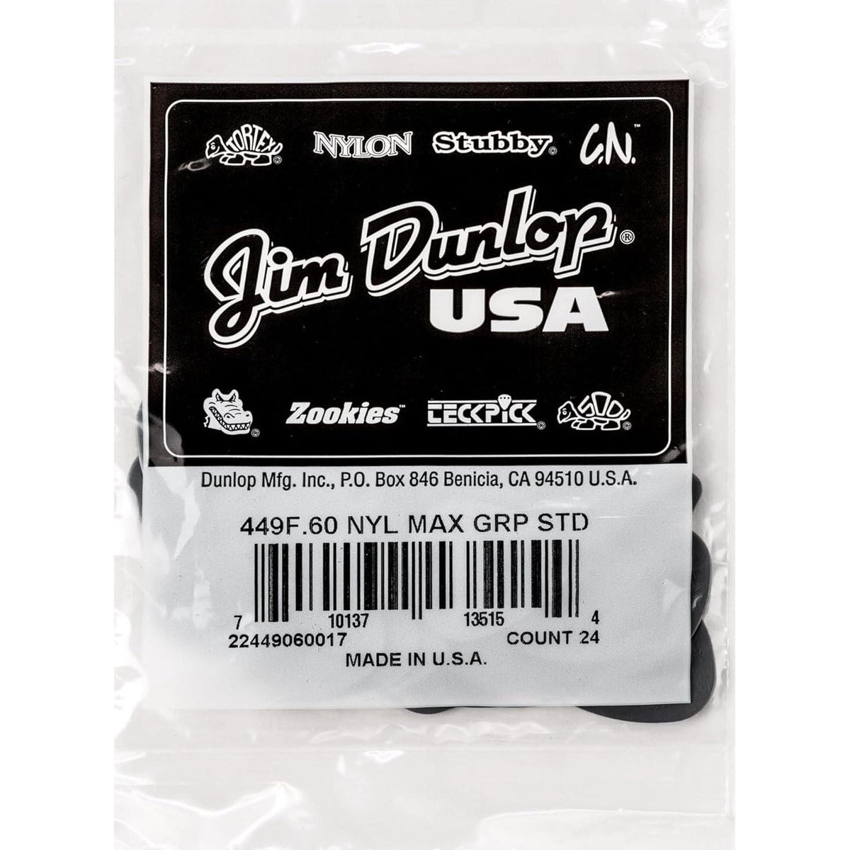 JIM DUNLOP Max-Grip Nylon Standard 0.60mm Guitar Picks-24 Pack (449F060),