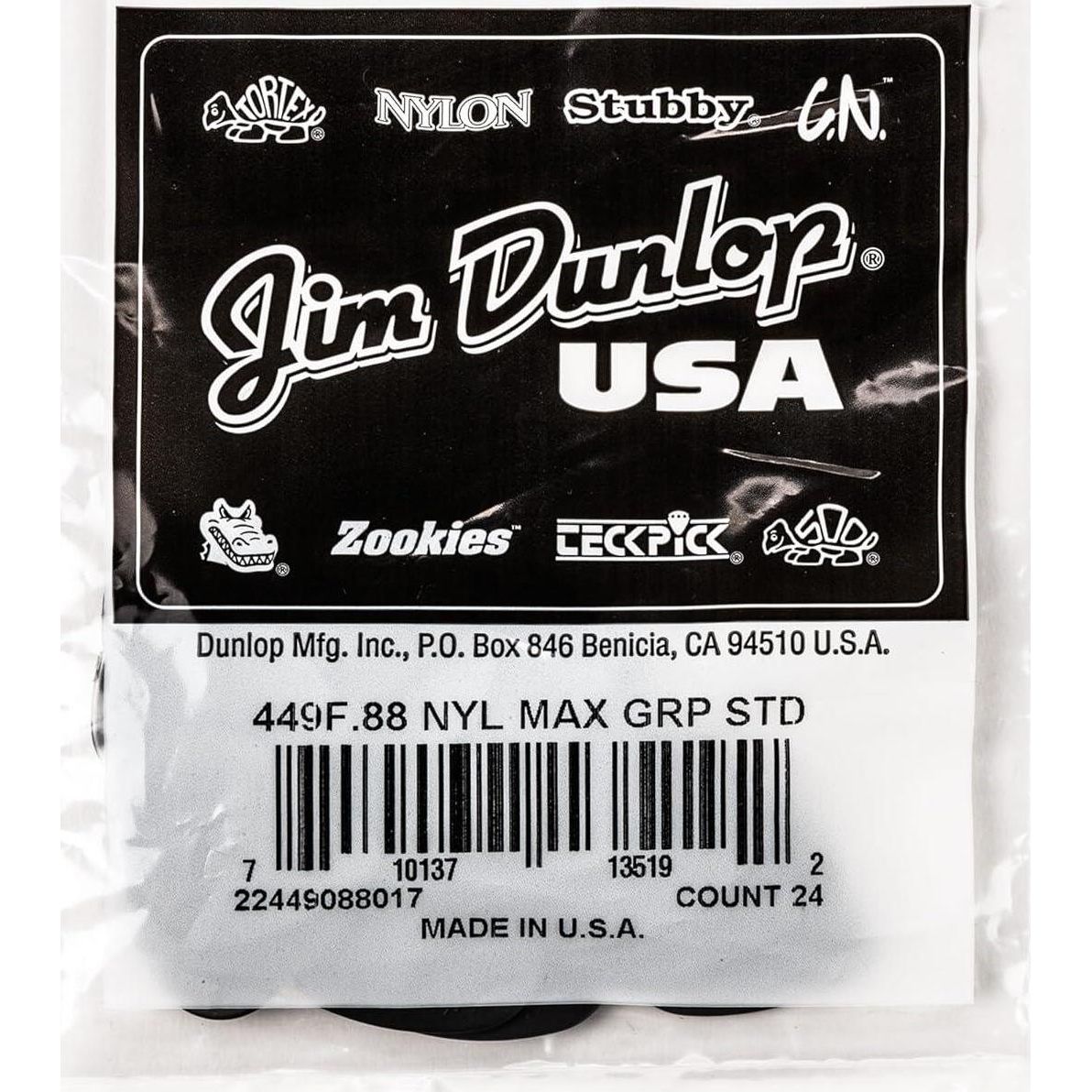 JIM DUNLOP Max-Grip Nylon Standard 0.88mm Guitar Picks-24 Pack (449F088),