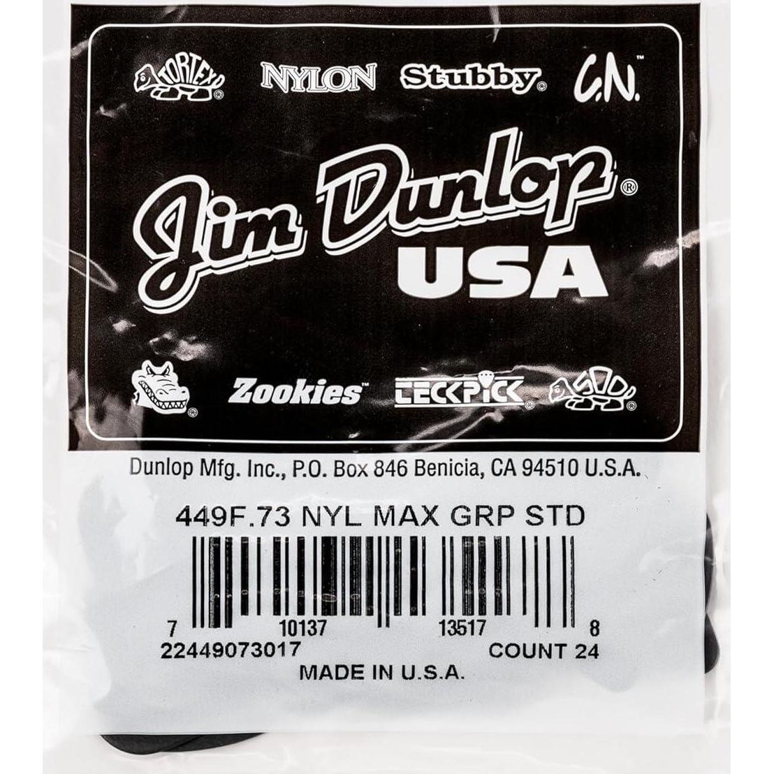 JIM DUNLOP Max-Grip Nylon Standard 0.73mmguitar Picks-24 Pack (449F073),