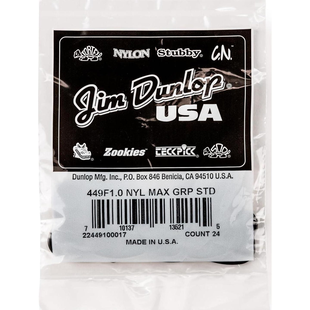 JIM DUNLOP Max-Grip Nylon Standard 1.0mm Guitar Picks-24 Pack (449F100),