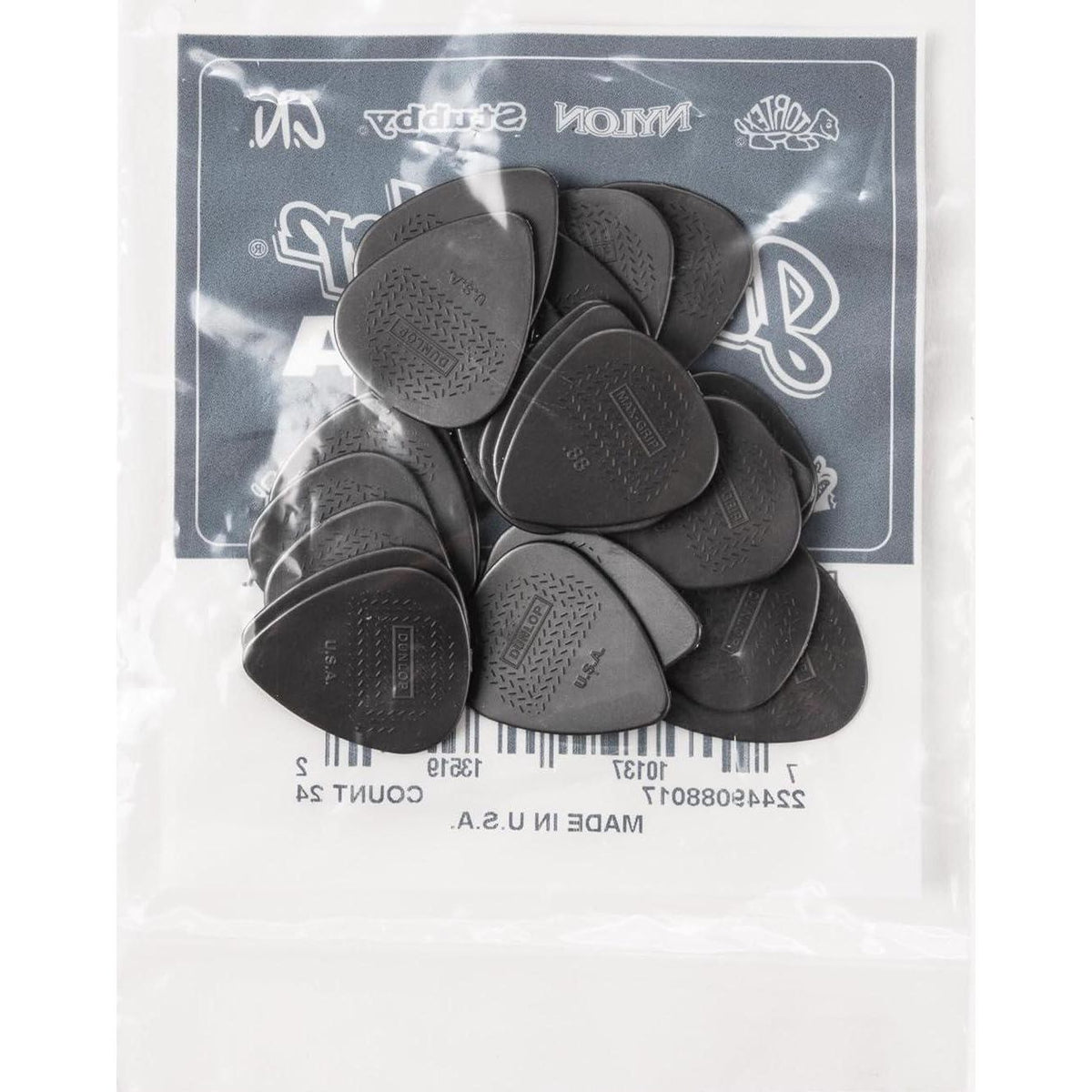 JIM DUNLOP Max-Grip Nylon Standard 0.88mm Guitar Picks-24 Pack (449F088),