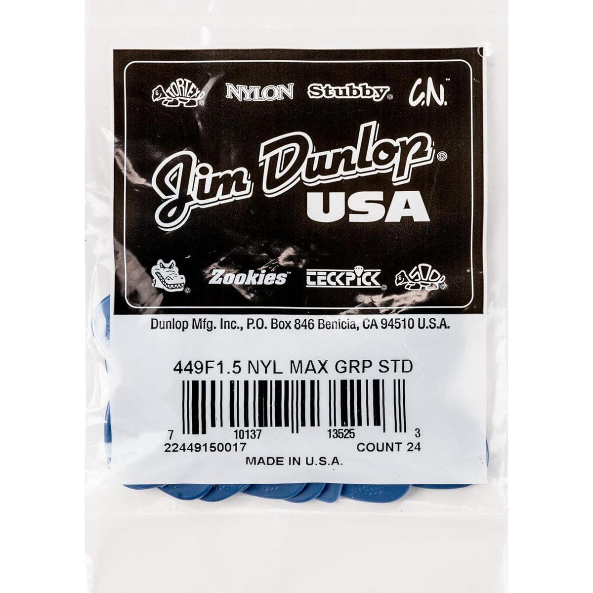 JIM DUNLOP Max-Grip Nylon Standard 1.5mm Guitar Picks-24 Pack (449F150),