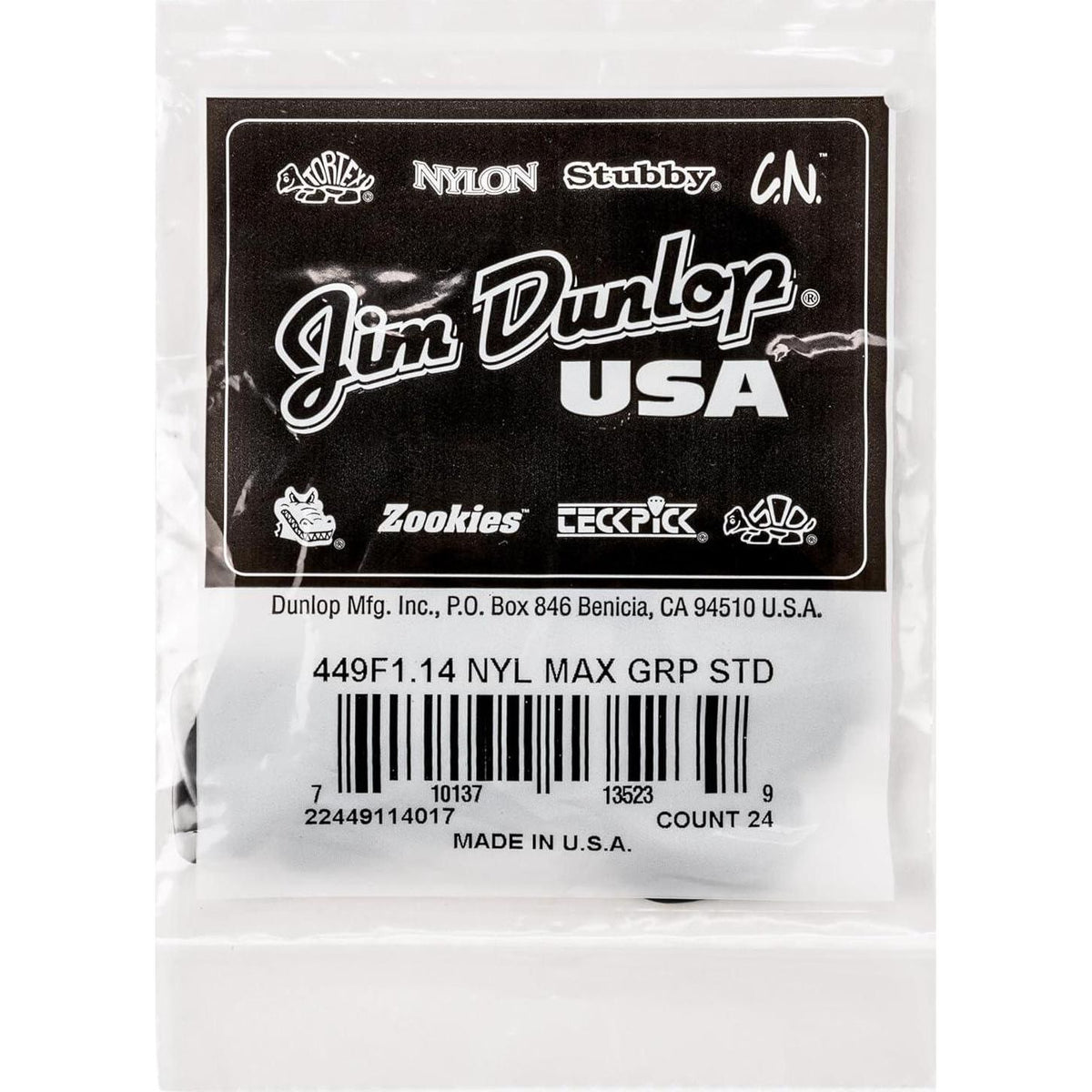 JIM DUNLOP Max-Grip Nylon Standard 1.14mm Guitar Picks-24 Pack (449F114),