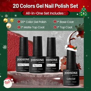JODSONE JODSONE 23 PCS Gel Nail Polish Set With Base Glossy And Matte Top Coat Multicolored Gel Nail Long Lasting Suitable For All Seasons