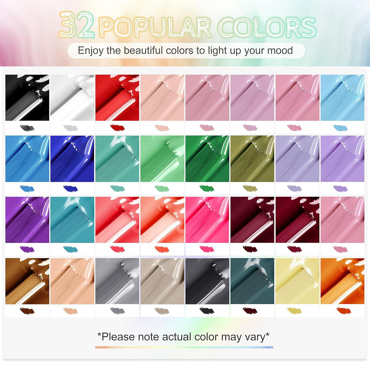 JODSONE JODSONE 36 PCS Gel Nail Polish Set-32 Colors Gel Polish Kit Base Coat Glossy Matte And Glitter Top Coat Nail Polish Set Green Blue Red Pink Collection Gifts For Women