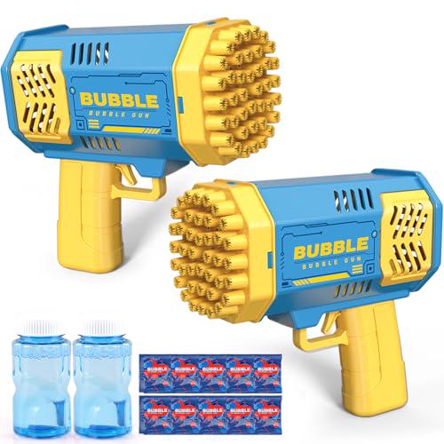 Joneg 2 Pack Bubble Machine for Kids with Solution Birthday Gift Outdoor Fun Toy for Ages 3 to 8