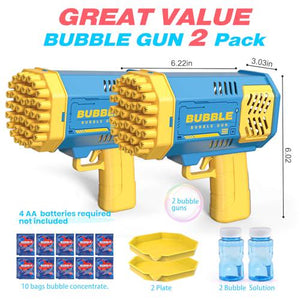 Joneg 2 Pack Bubble Machine for Kids with Solution Birthday Gift Outdoor Fun Toy for Ages 3 to 8