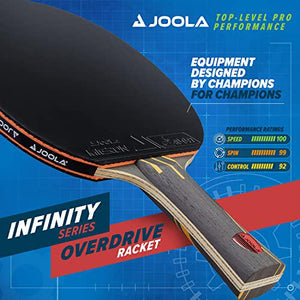 JOOLA Infinity Overdrive Paddle, 1 Pc, Carbon Kevlar Build, Black Rubber, Tournament Table Tennis Racket, Speed Focus