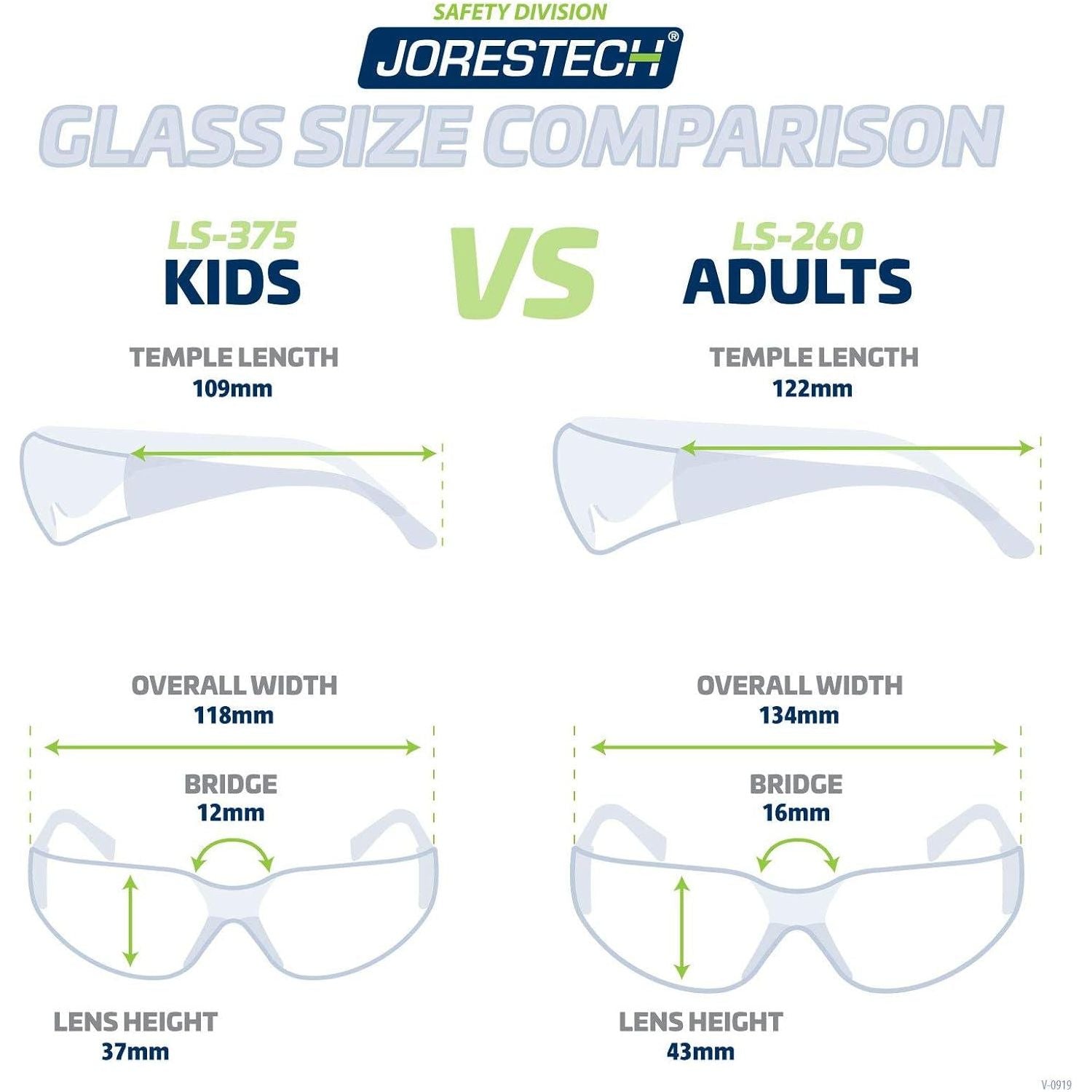 JORESTECH Kids Safety Glasses UV Protection Anti Scratch Clear Frameless Glasses, Meets ANSI Z87+ Standards, Eye Protection Activewear (LS-375-CL),