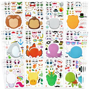 Joyin Make-a-Face Animal Stickers for Kids 9x6 Inches Safari Sea Fantasy 36 Sheets