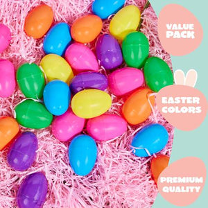 Joyin 36 Pack Easter Eggs Fillable Plastic Bright Color Eggs with Hinged Shells for Hunt Basket Stuffers Party and Classroom Prizes