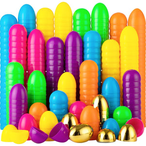 Joyin Plastic Easter Eggs Bulk 50 Pack 44 Colorful 6 Golden Fillable for Hunt Party Basket Filler
