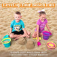 JOYIN Foldable Beach Bucket Set with Mesh Bag & Shovels, 3-Pack Toy Pails for Toddlers & Travel