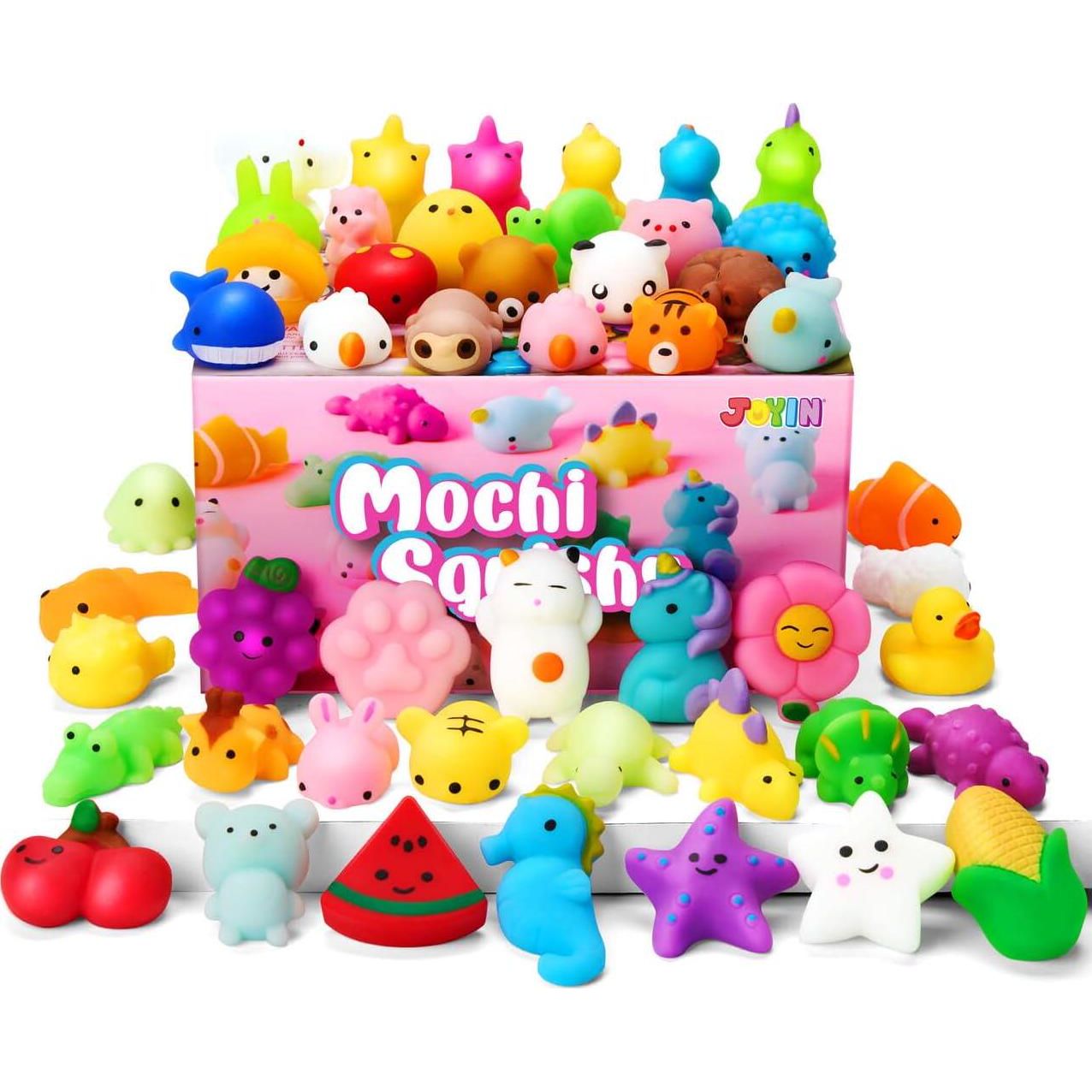 Joyin Mochi Squishy Toys Set 25 Mini Squishies Kawaii Fidgets for Kids Party Favors Stress Relief Gifts