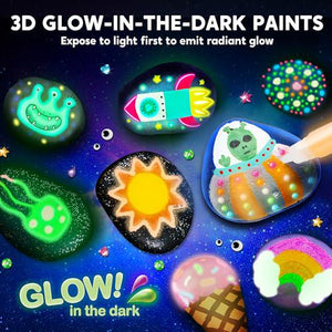 Joyin Glow in the Dark Rock Painting Kit Arts and Crafts for Kids Ages 6 to 12 Includes Paints Brushes and Rocks