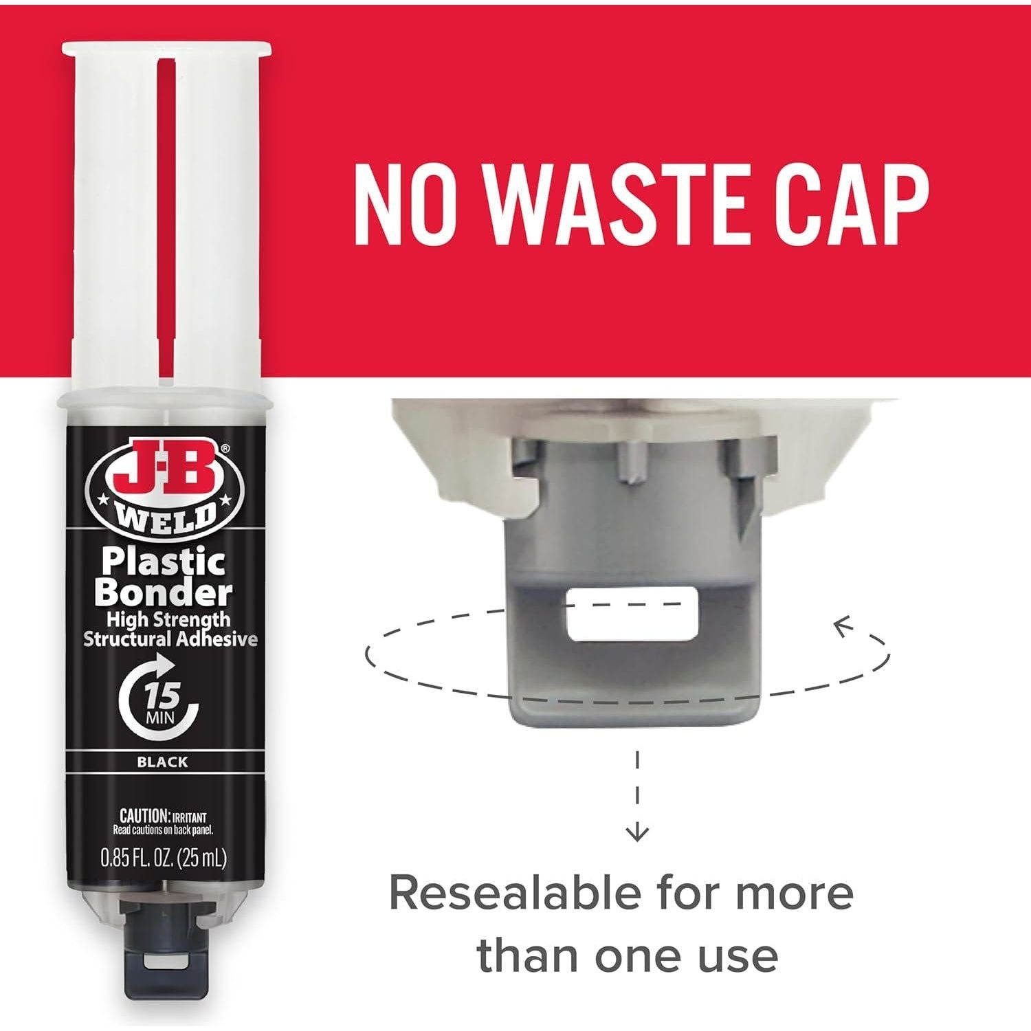 J-B Weld 50139 Plastic Bonder Body Panel Adhesive And Gap Filler Syringe - Black - 25 Ml,043425501394