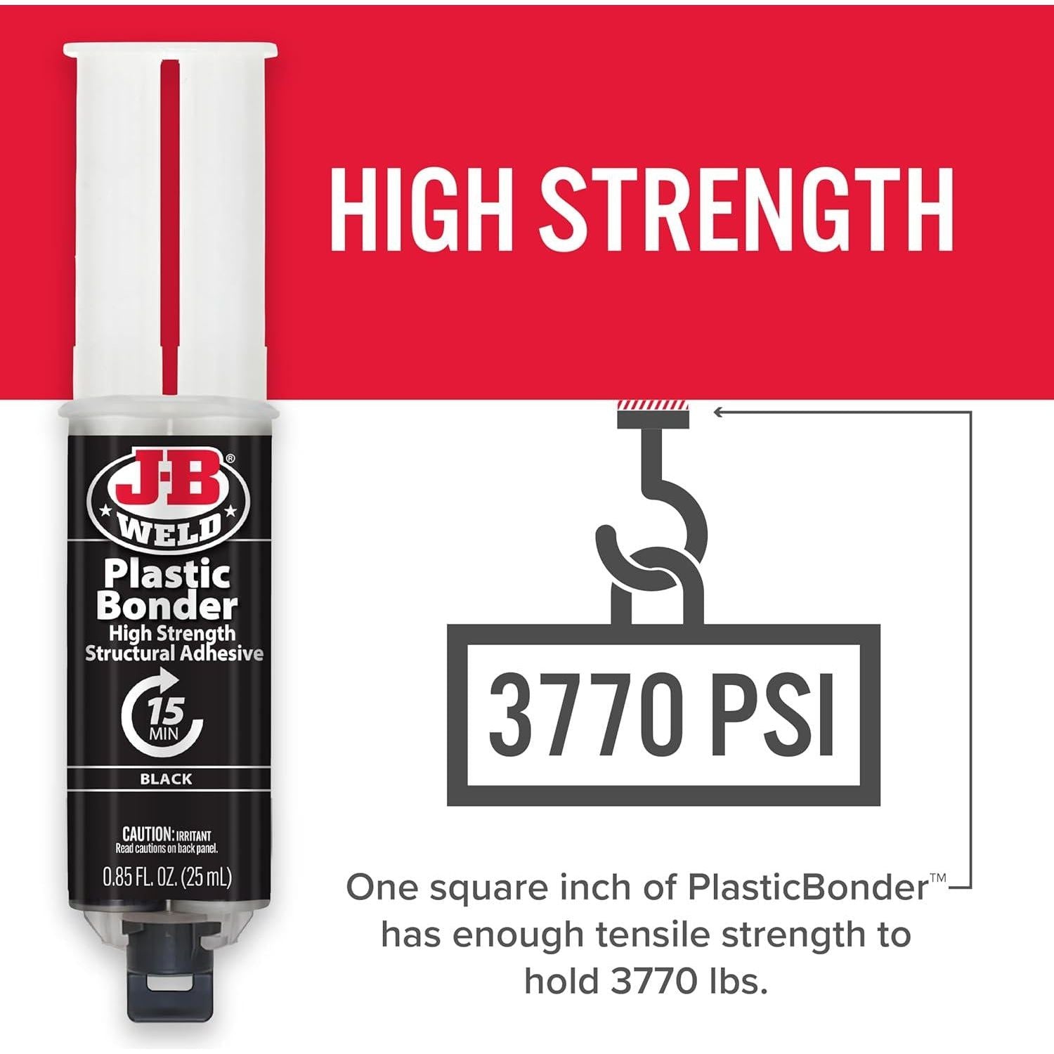 J-B Weld 50139 Plastic Bonder Body Panel Adhesive And Gap Filler Syringe - Black - 25 Ml,043425501394