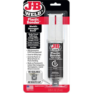 J-B Weld 50139 Plastic Bonder Body Panel Adhesive And Gap Filler Syringe - Black - 25 Ml,043425501394