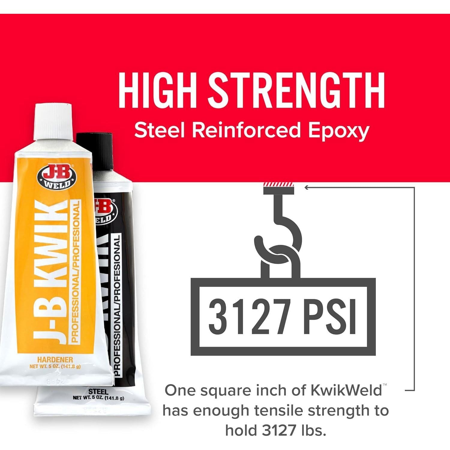 J-B Weld 8271 KwikWeld Professional Size Steel Reinforced Epoxy Twin Pack - 10 Oz.,043425700025