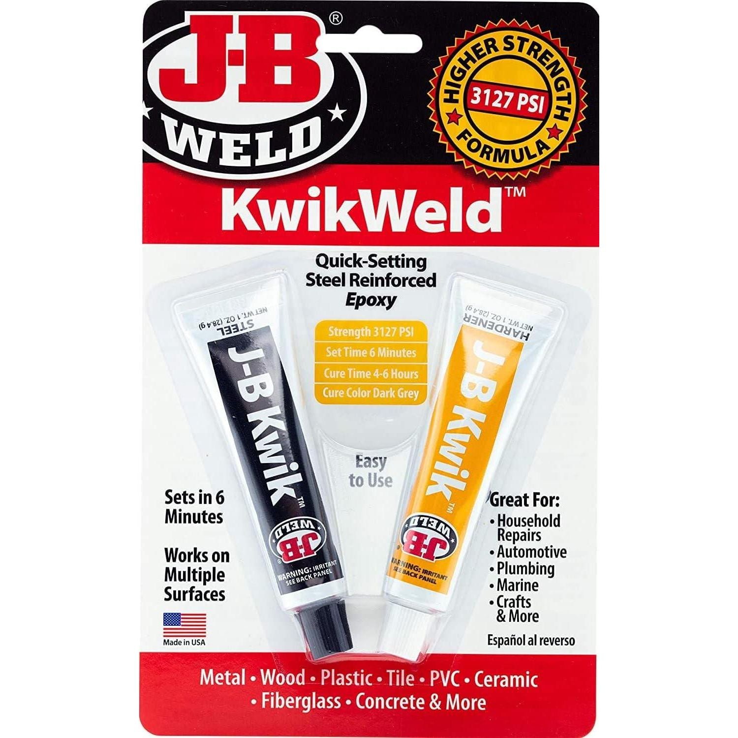 J-B Weld 8276 KwikWeld Quick Setting Steel Reinforced Epoxy - Dark Grey 2 Oz,088020712318