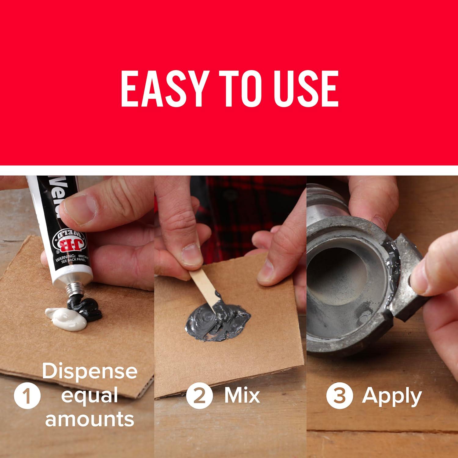 J-B Weld KwikWeld, 6 Minute Set Epoxy, Steel Reinforced Epoxy, High Strength - 2 Pack, Dark Grey (8276-2),043425990471