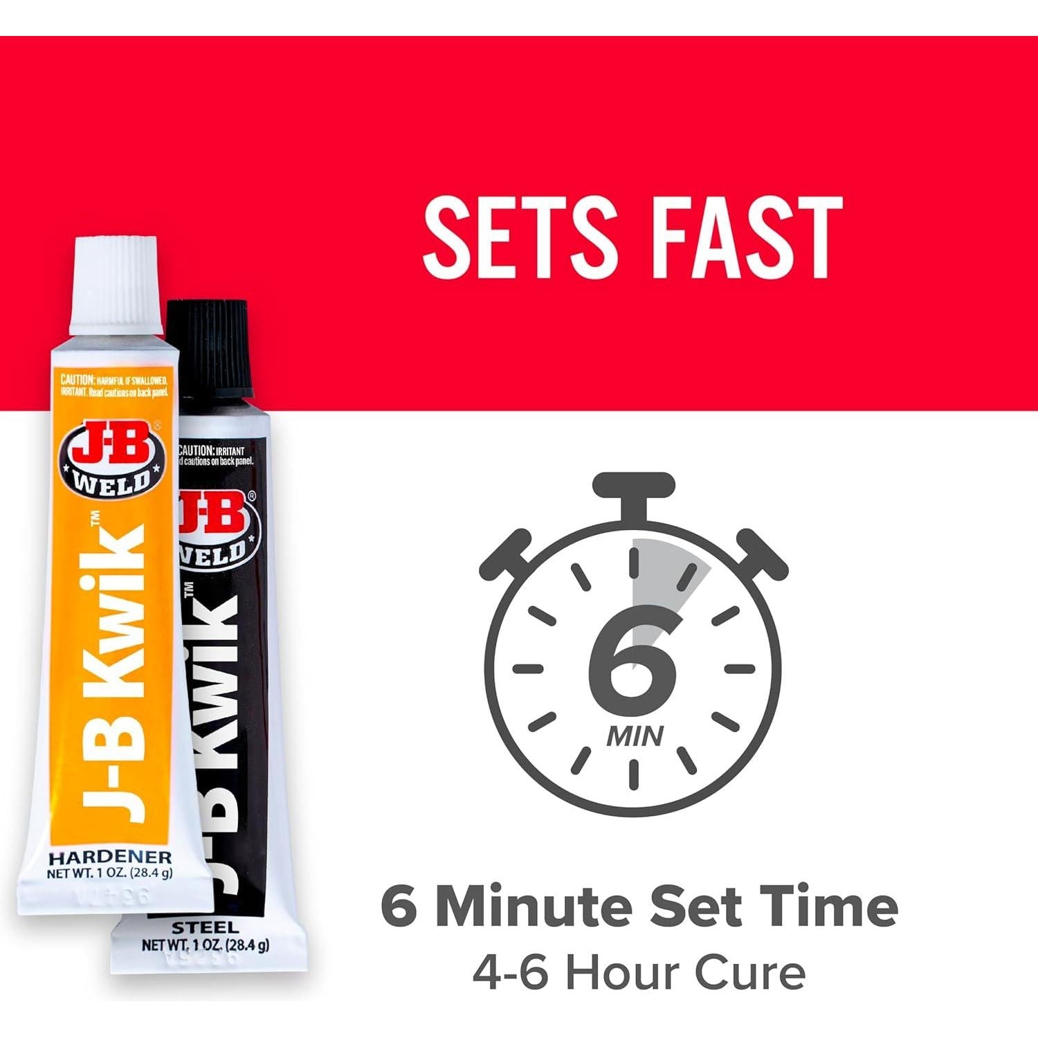 J-B Weld KwikWeld, 6 Minute Set Epoxy, Steel Reinforced Epoxy, High Strength - 2 Pack, Dark Grey (8276-2),043425990471