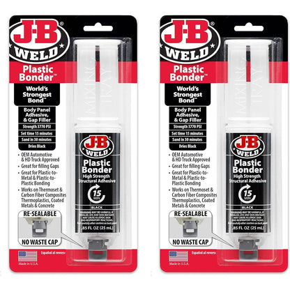 J-B Weld Plastic Bonder Black 25ml Syringe - 2 Pack (50139-2), 25 Ml - 2 Pack,043425990501