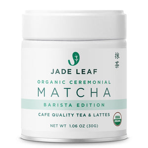 Jade Leaf Matcha, Organic Ceremonial Grade Green Tea Powder, Barista Edition for Cafe-Quality Tea & Lattes, Authentic Japanese Origin, 106oz Tin