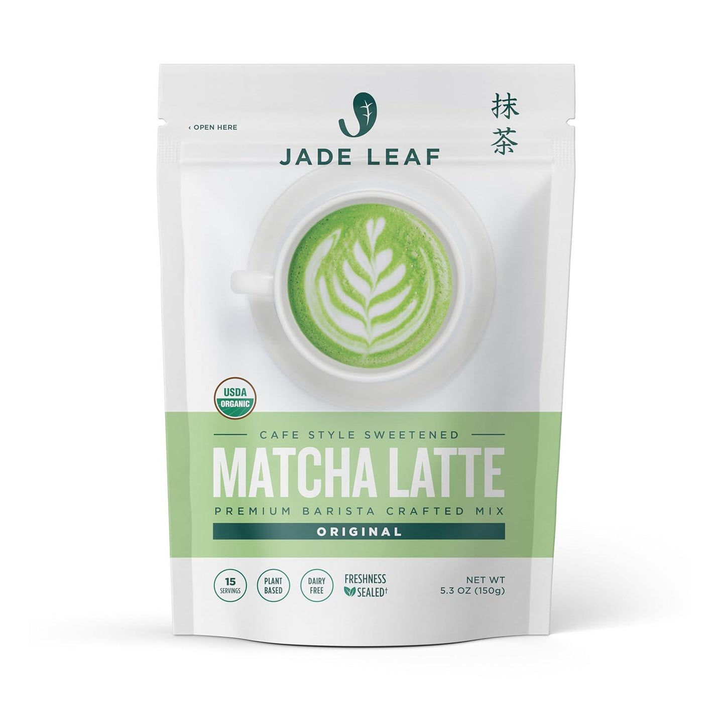 Jade Leaf Organic Matcha Cafe Style Sweetened Matcha Latte, Premium Barista-Crafted Mix, Original, 53oz Pouch